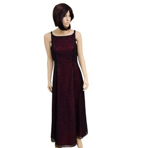 Betsy & Adam by Jaslene Burgundy Beaded Evening Gown Maxi Dress Size 12 Formal